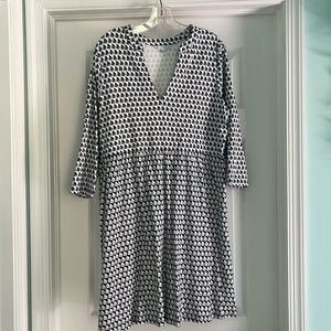 Southern Tide Black and White Geometric Midi Dress